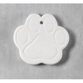 Ceramic Bisque Paw Print Ornament